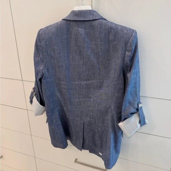 EUC Veronica Beard Womens 'Kelson' Dickey Chambray Blue Blazer - Picture 5 of 9